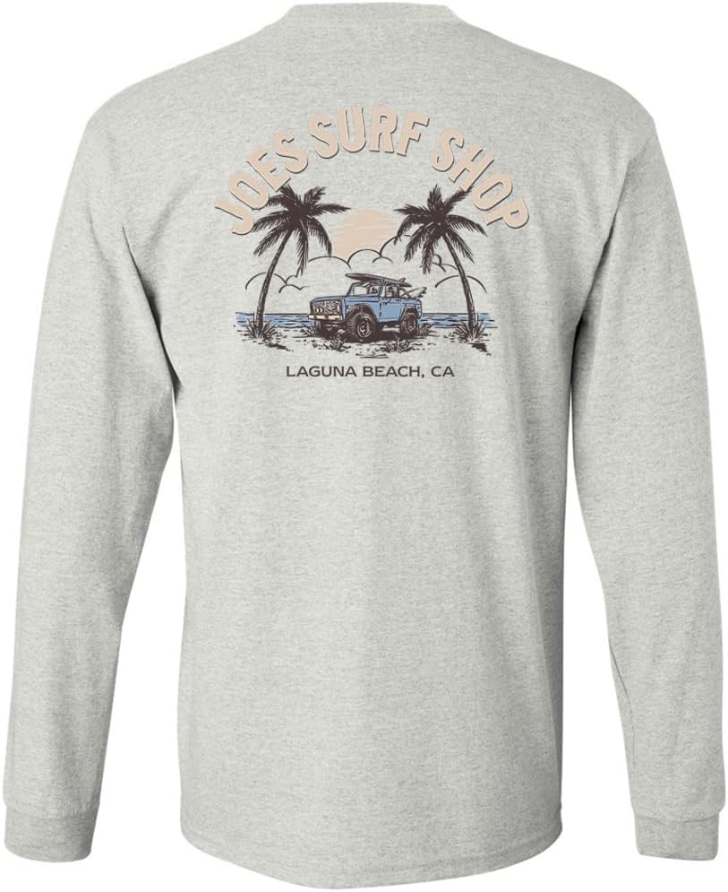 JOES SURF SHOP Men's Early Bird Logo Heavy Long Sleeve Tees - Ash \/ Early Bird Logo