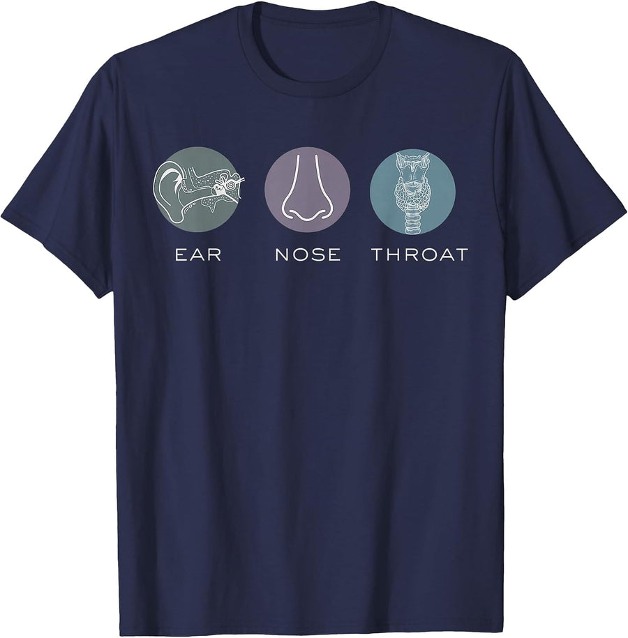 Retro ENT Ear Nose and Throat Specialist Otolaryngology T-Shirt - Navy Blue
