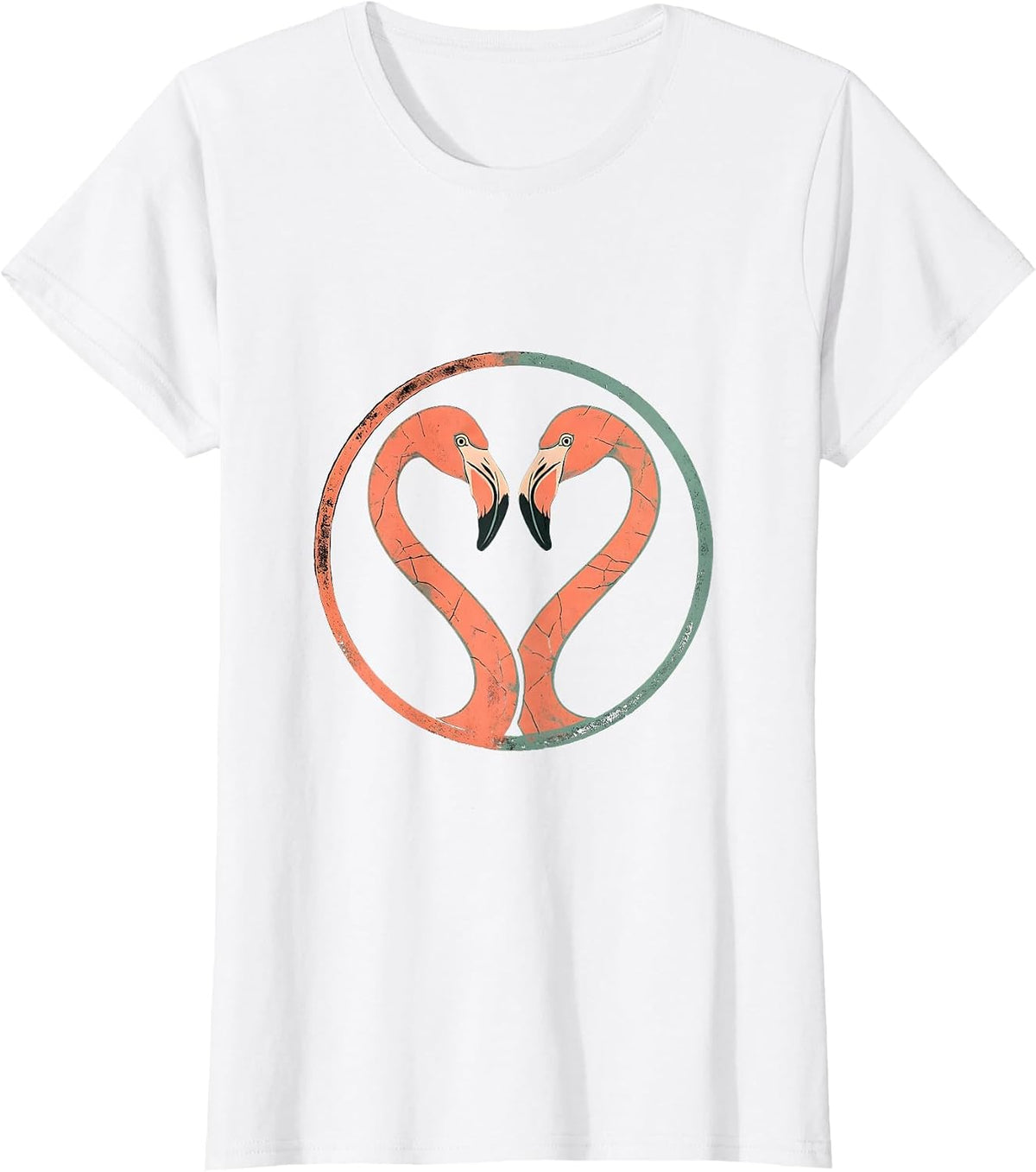 Flamingo Heart Love Romantic Nature Art T-Shirt - White