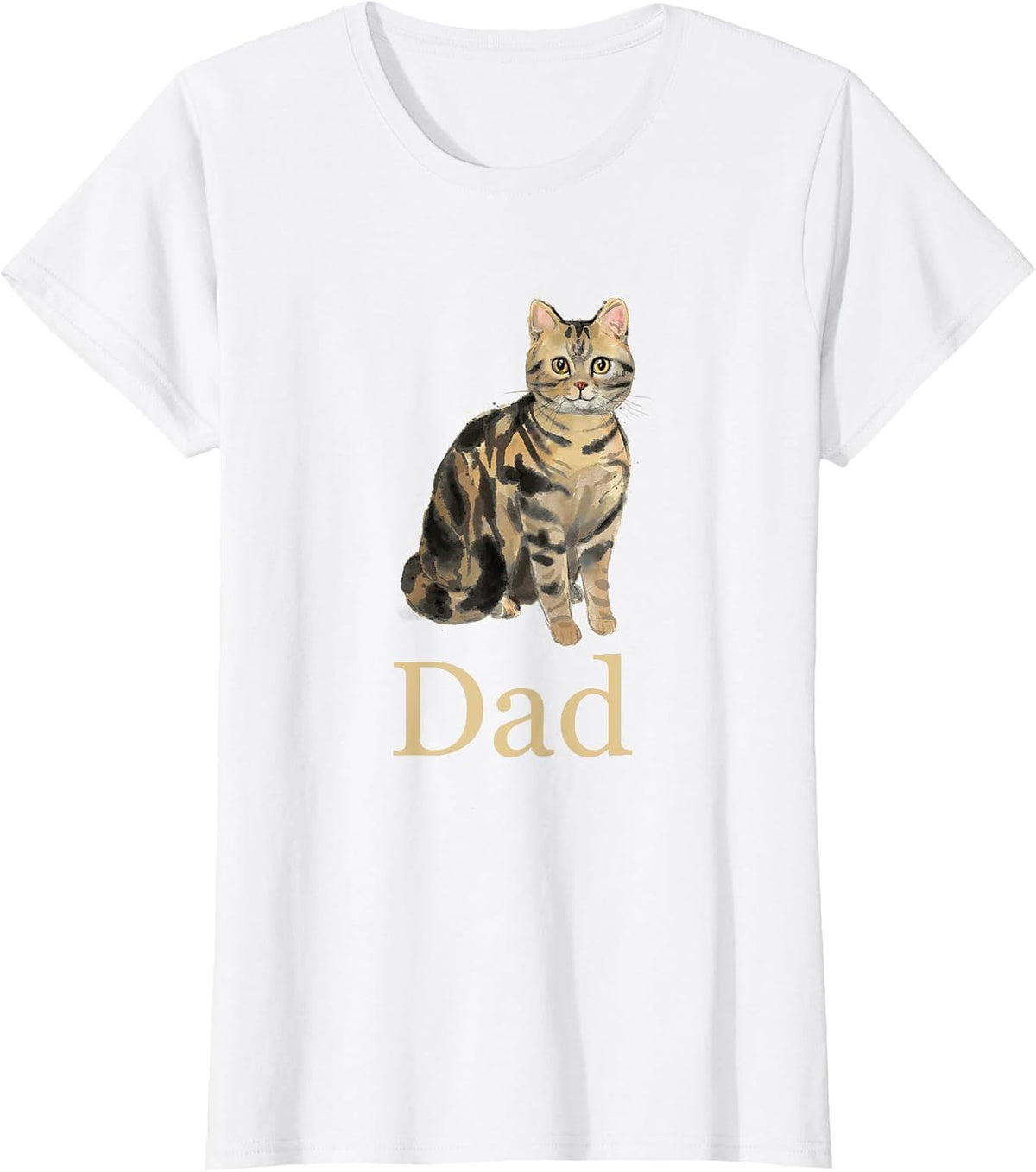 American Shorthair Brown Tabby Cat Dad Shirt Daddy Father T-Shirt - White