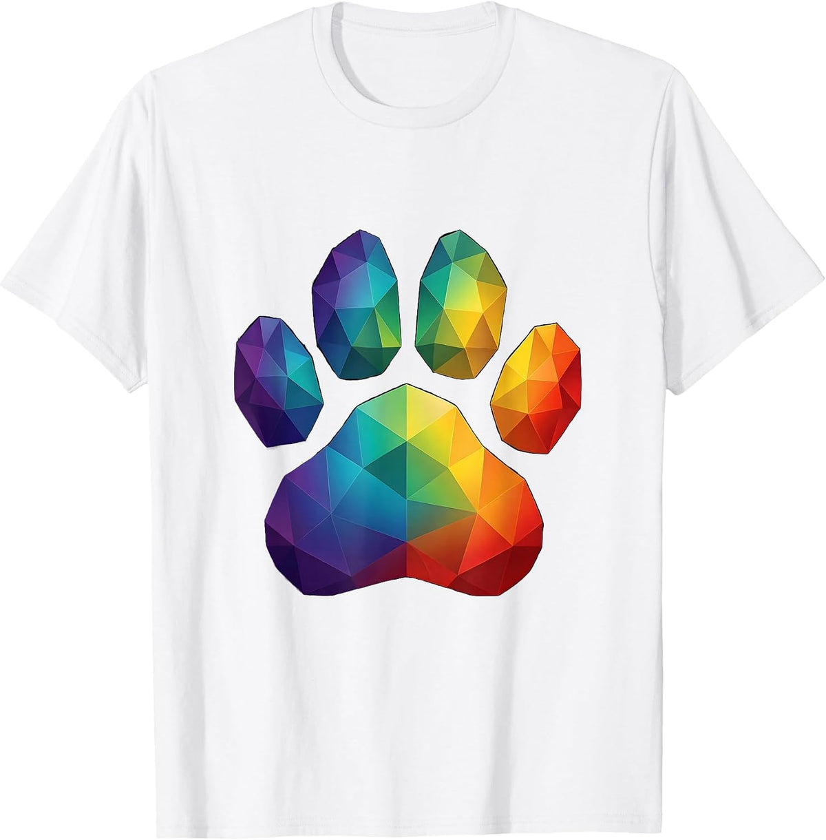 Geometric Bear Paw Rainbow Pride Graphic T-Shirt - White