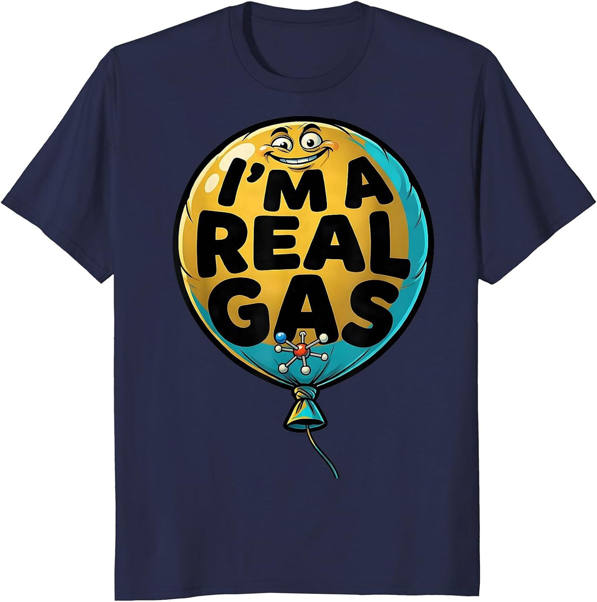 Men's I'm A Real Gas Funny Chemistry Science Nerd Humor T-Shirt - Navy Blue
