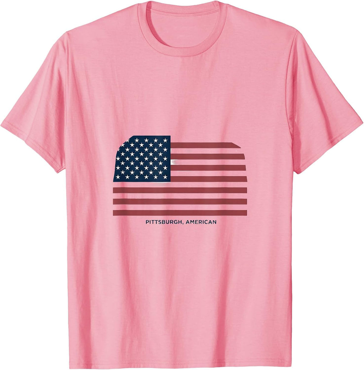 Men's Pittsburgh, American Minimalist Patriotic Faith Over Fear T-Shirt - Pink