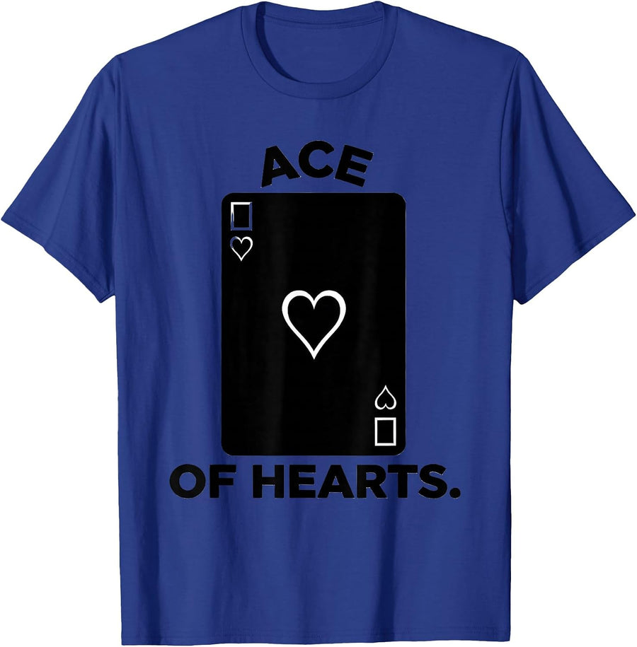 Ace Of Hearts Flat Silhouette Poker Player Casino Gambler T-Shirt - Royal Blue
