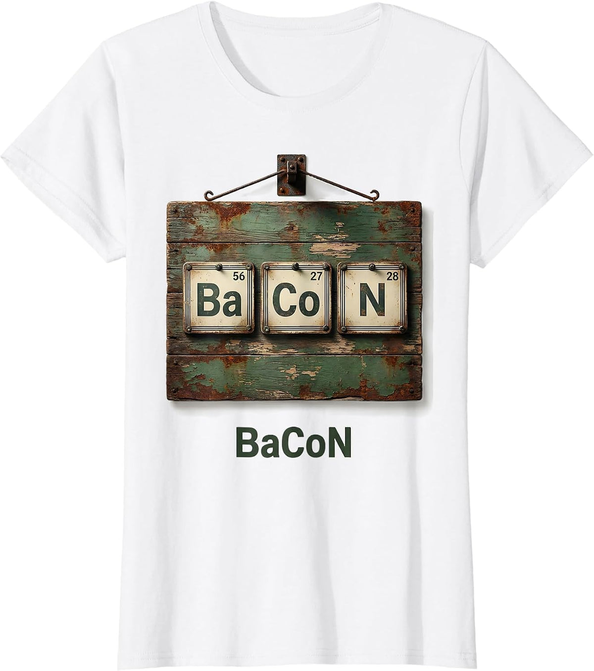Women's BaCoN Vintage Periodic Table Chemistry Pun Science Geek Gift T-Shirt - White