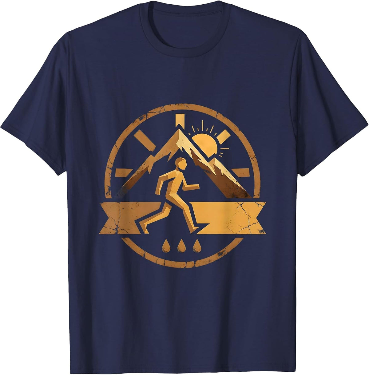 Men's Faith Over Fear Runner Breaking Finish Line T-Shirt - Navy Blue