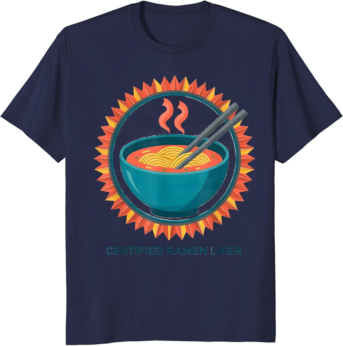 Certified Ramen Lifer Retro Food Lover Gift T-Shirt - Navy Blue