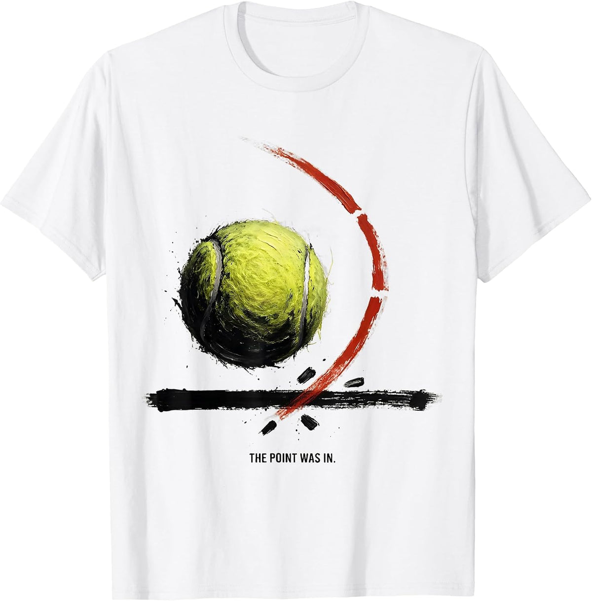 Men's The Point Was In Ink Brush Funny Tennis Player Humor T-Shirt - White