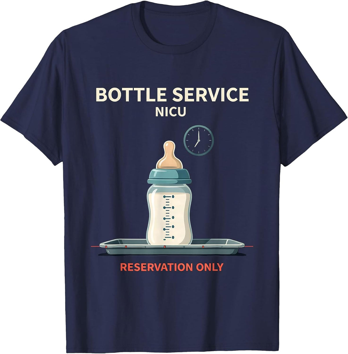 Men's Bottle Service NICU Reservation Only Nurse New Year Eve T-Shirt - Navy Blue