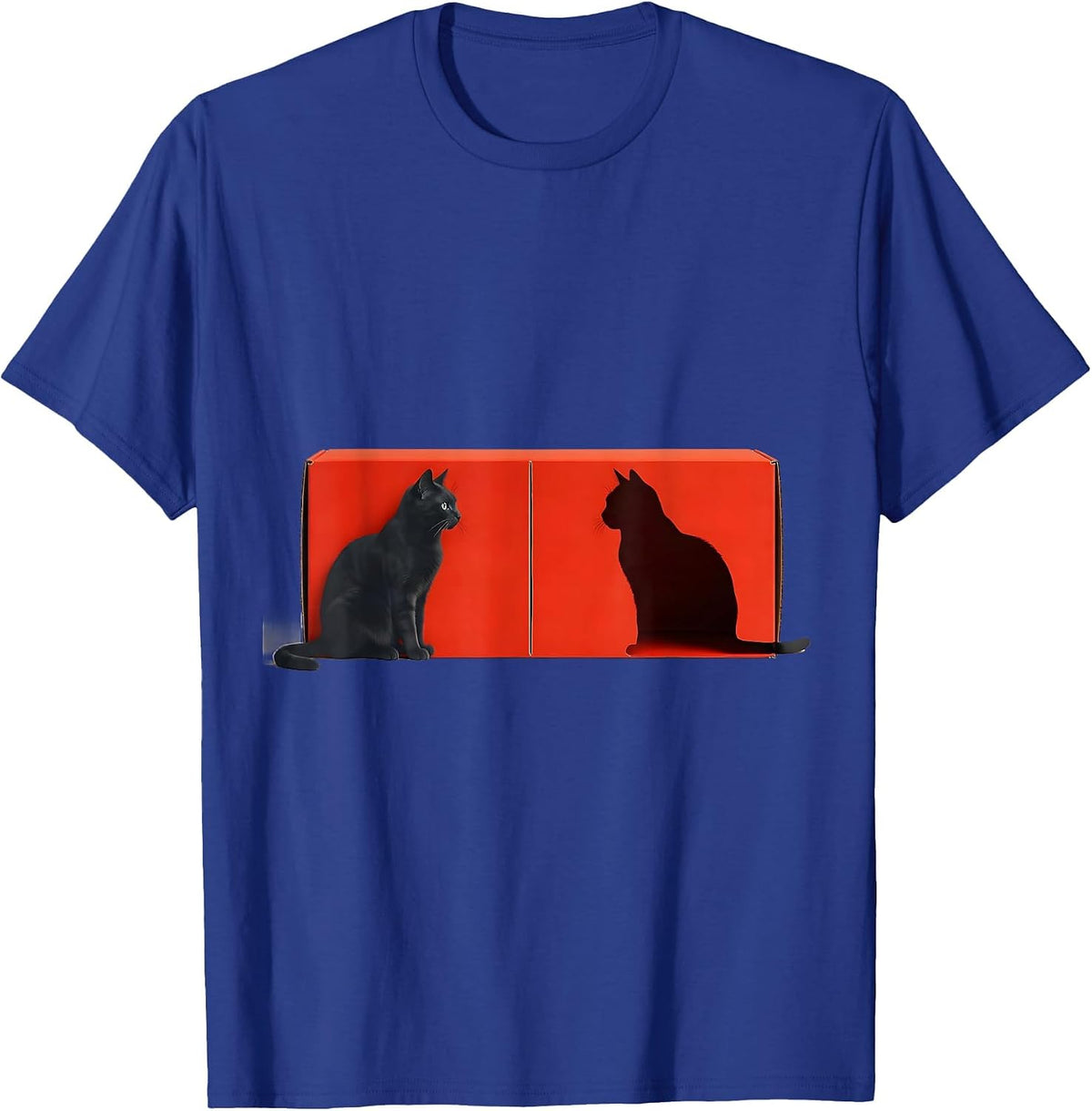 Sealed Box Cat Silhouette Quantum Physics Humor T-Shirt - Royal Blue