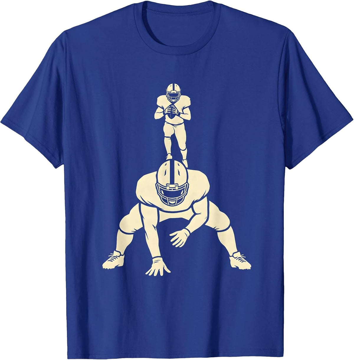 Men's Lineman Silhouette Football Fan Humor T-Shirt - Royal Blue