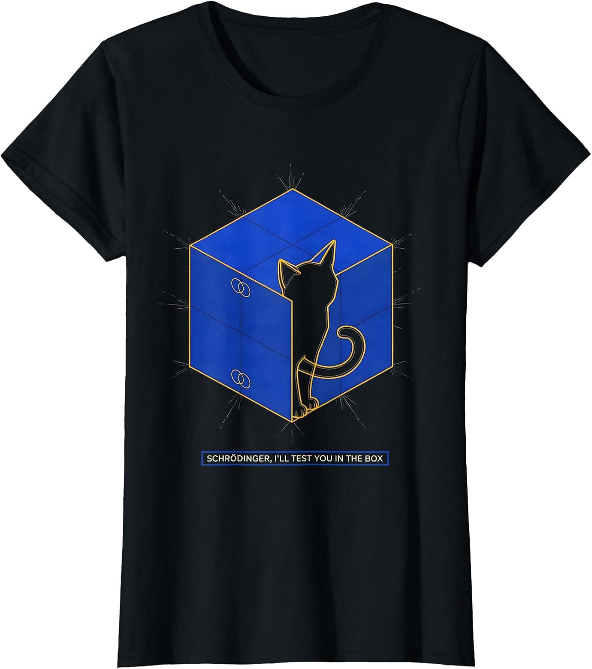 Schrödinger, I’ll Test You in the Box Funny Science Teacher T-Shirt - Black