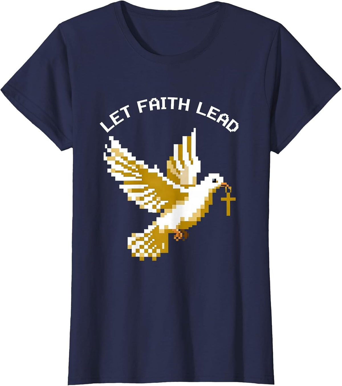 Women's Let Faith Lead Faith Over Fear Inspirational Design T-Shirt - Navy Blue