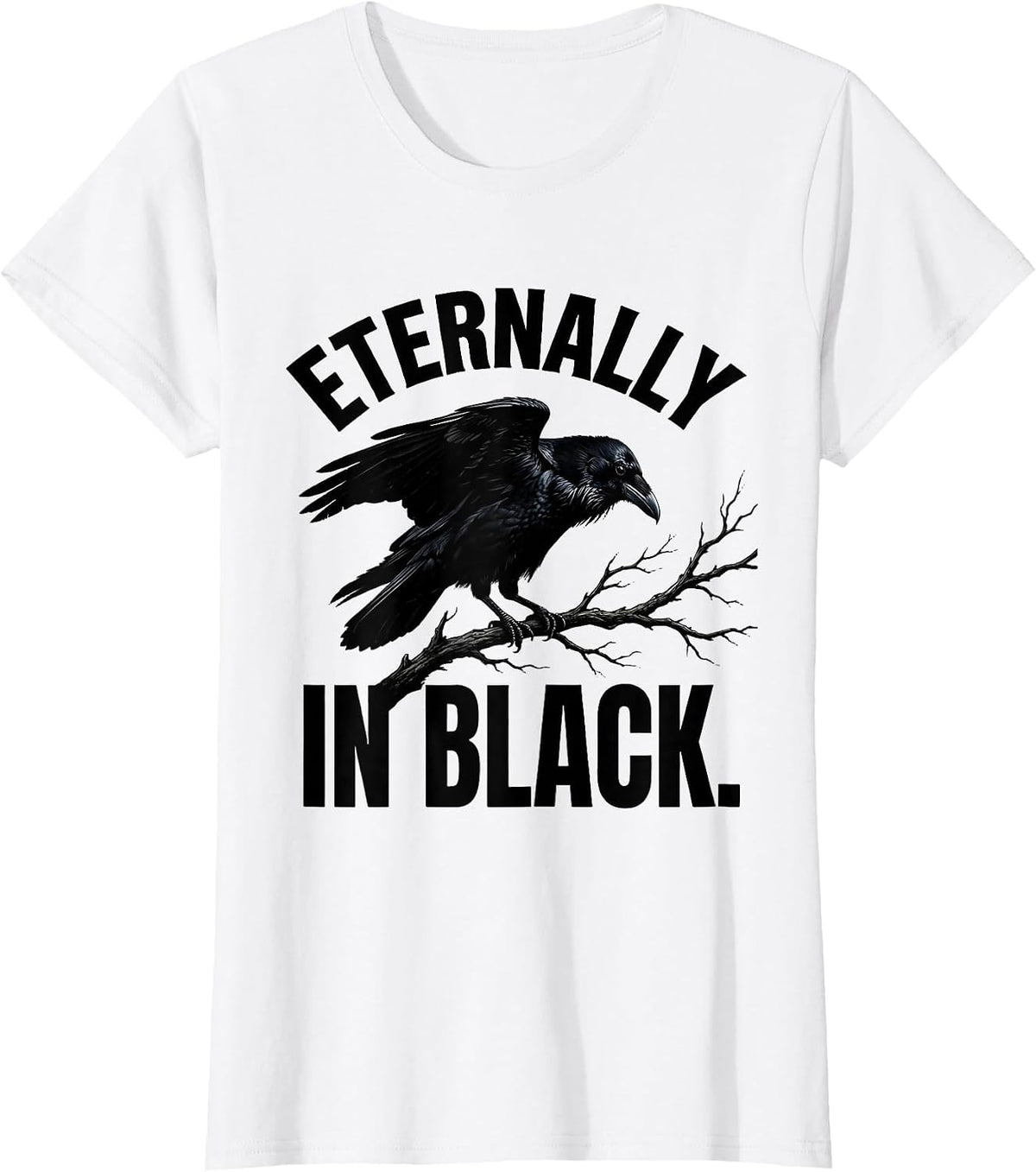 Eternally In Black Gothic Dark Aesthetic Design T-Shirt - White