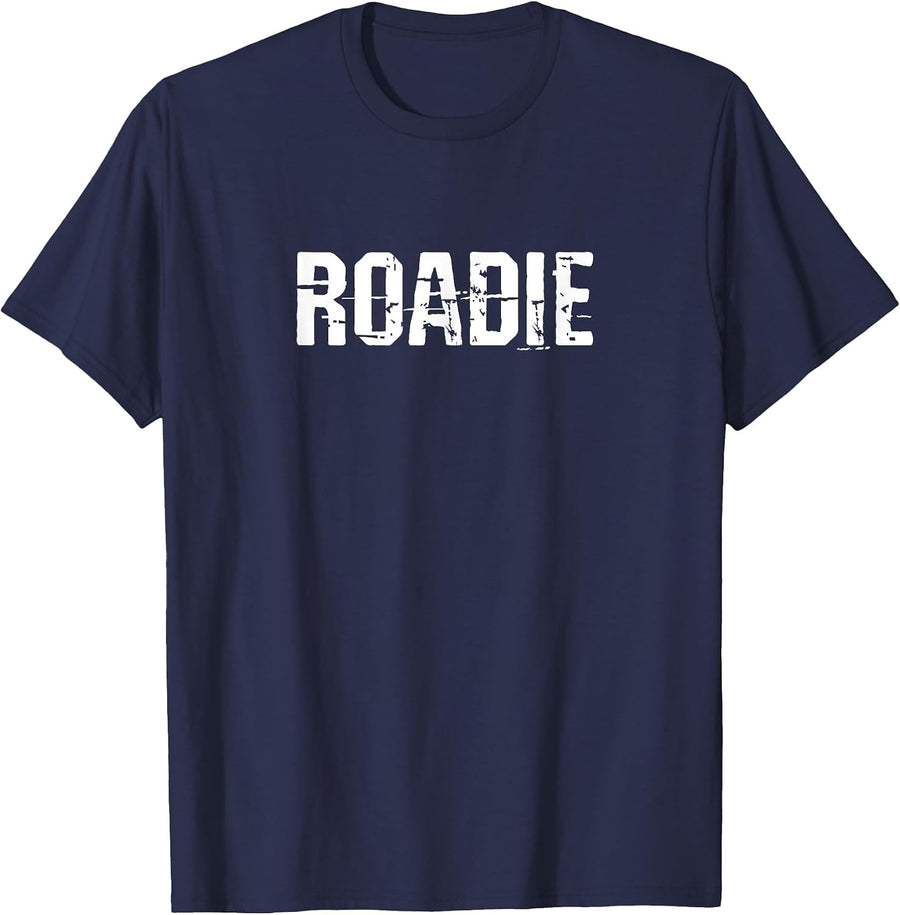 Roadie Musician Music Band Crew Retro Vintage Grunge T-Shirt - Navy Blue