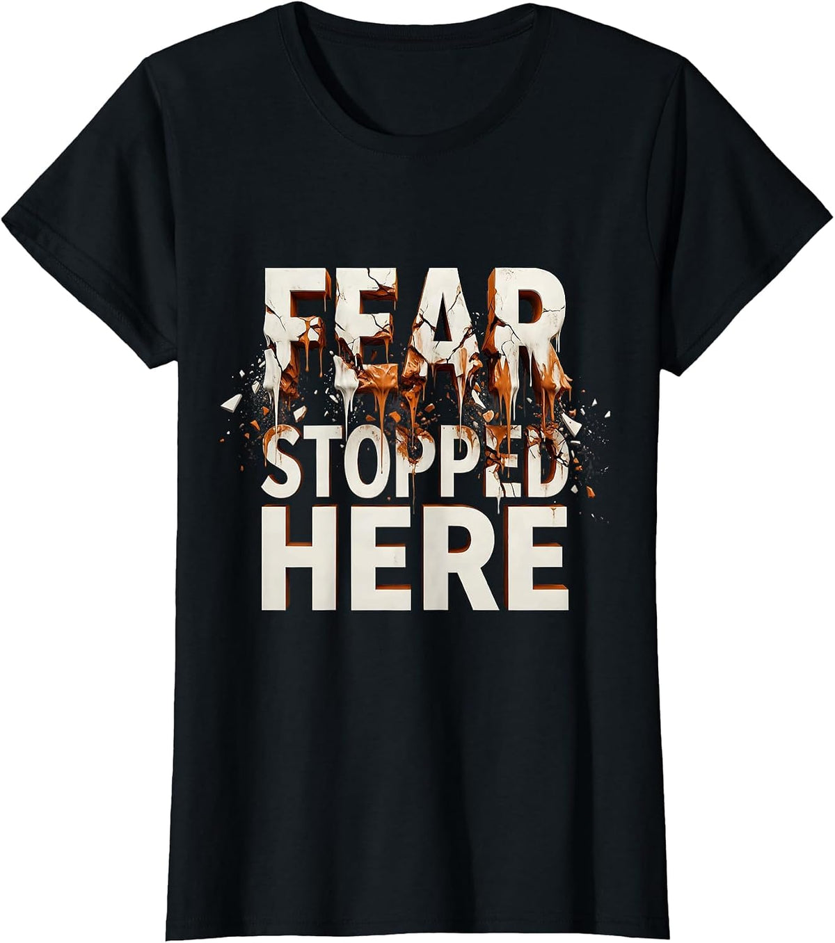 Women's Fear Stopped Here Faith Over Fear Graphic Design T-Shirt - Black