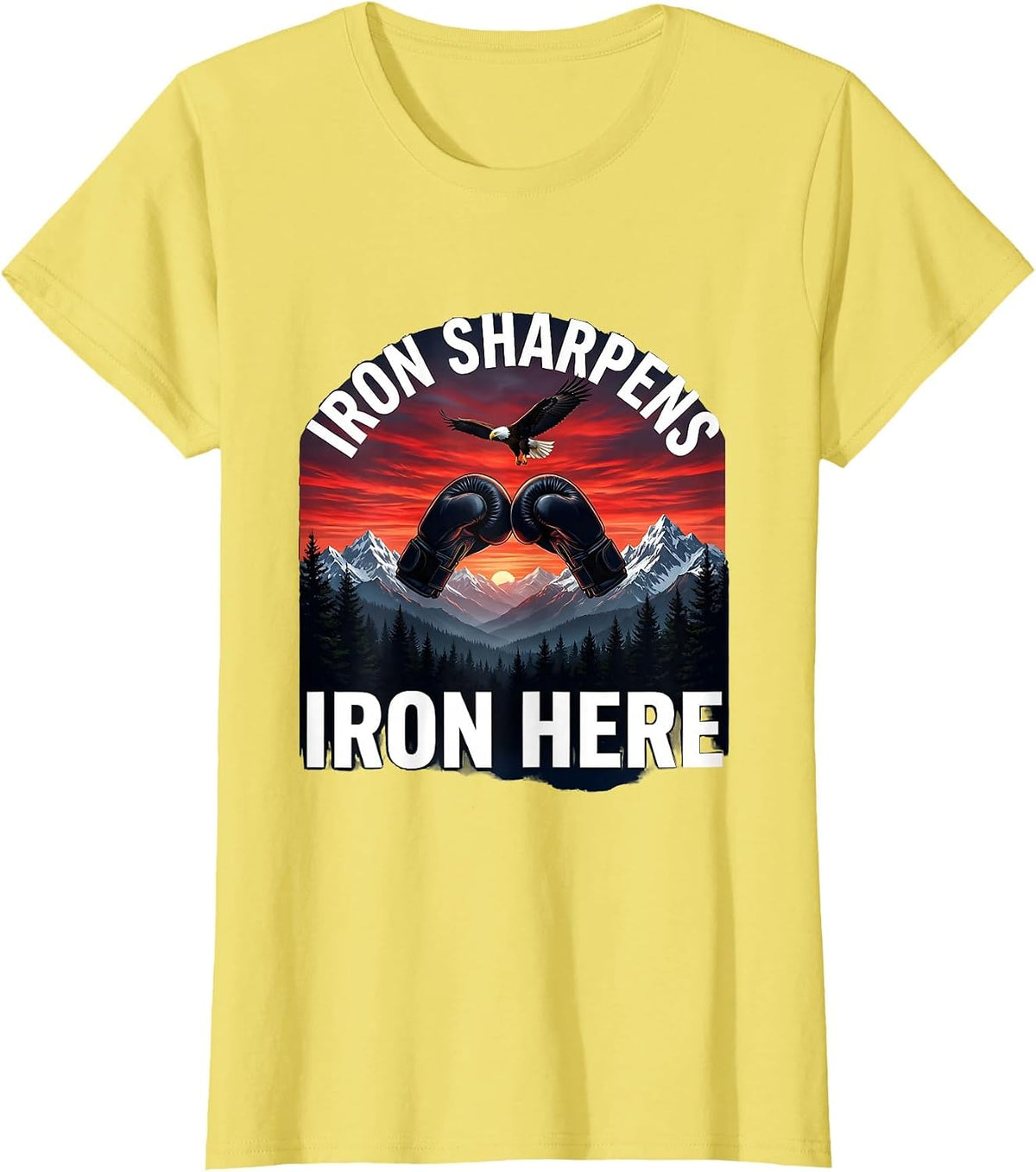 Iron Sharpens Iron Boxing Graphic Design T-Shirt - Lemon Yellow