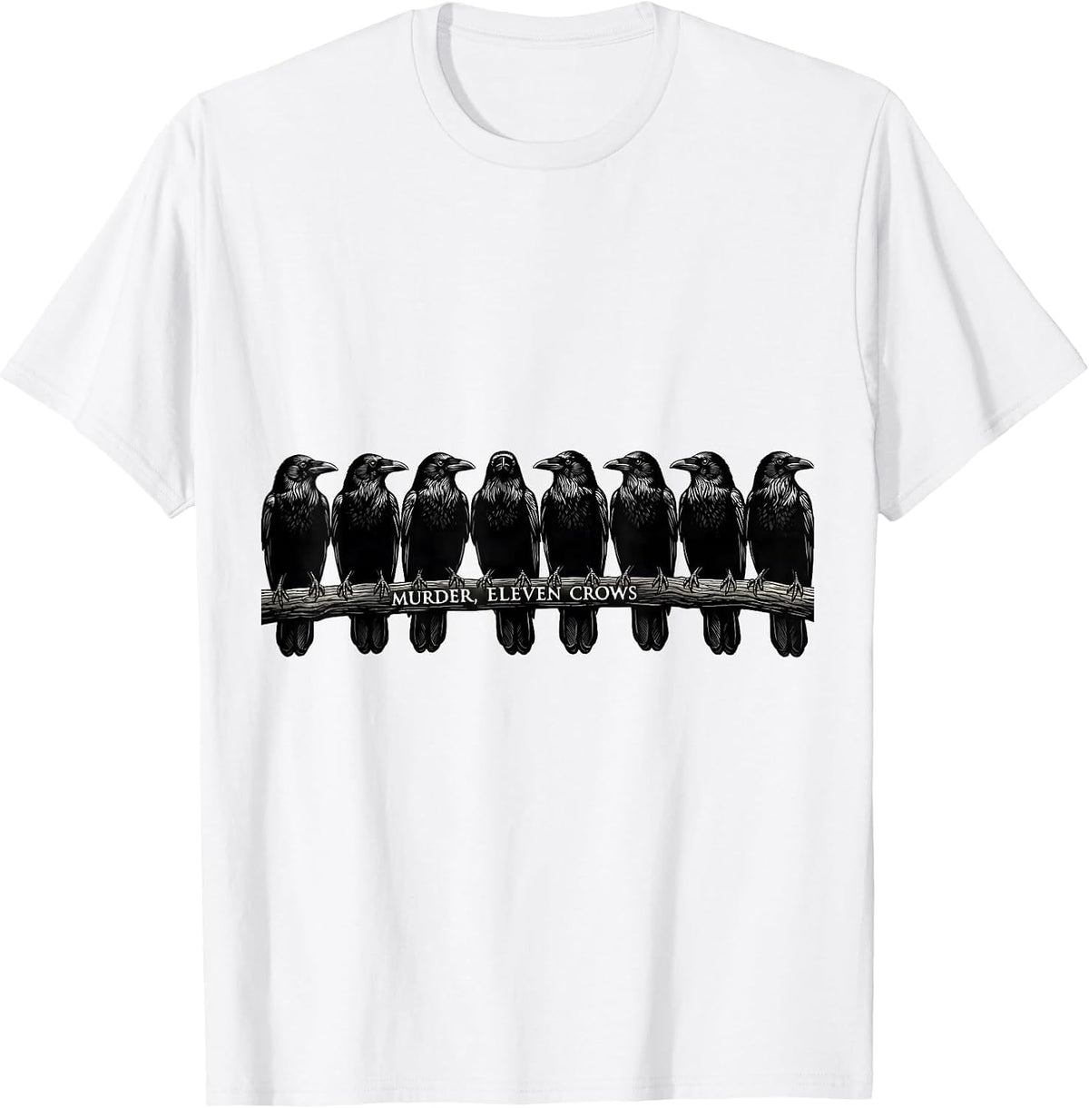 Men's Murder Eleven Crows Dark Humor Gothic Bird Lover T-Shirt - White