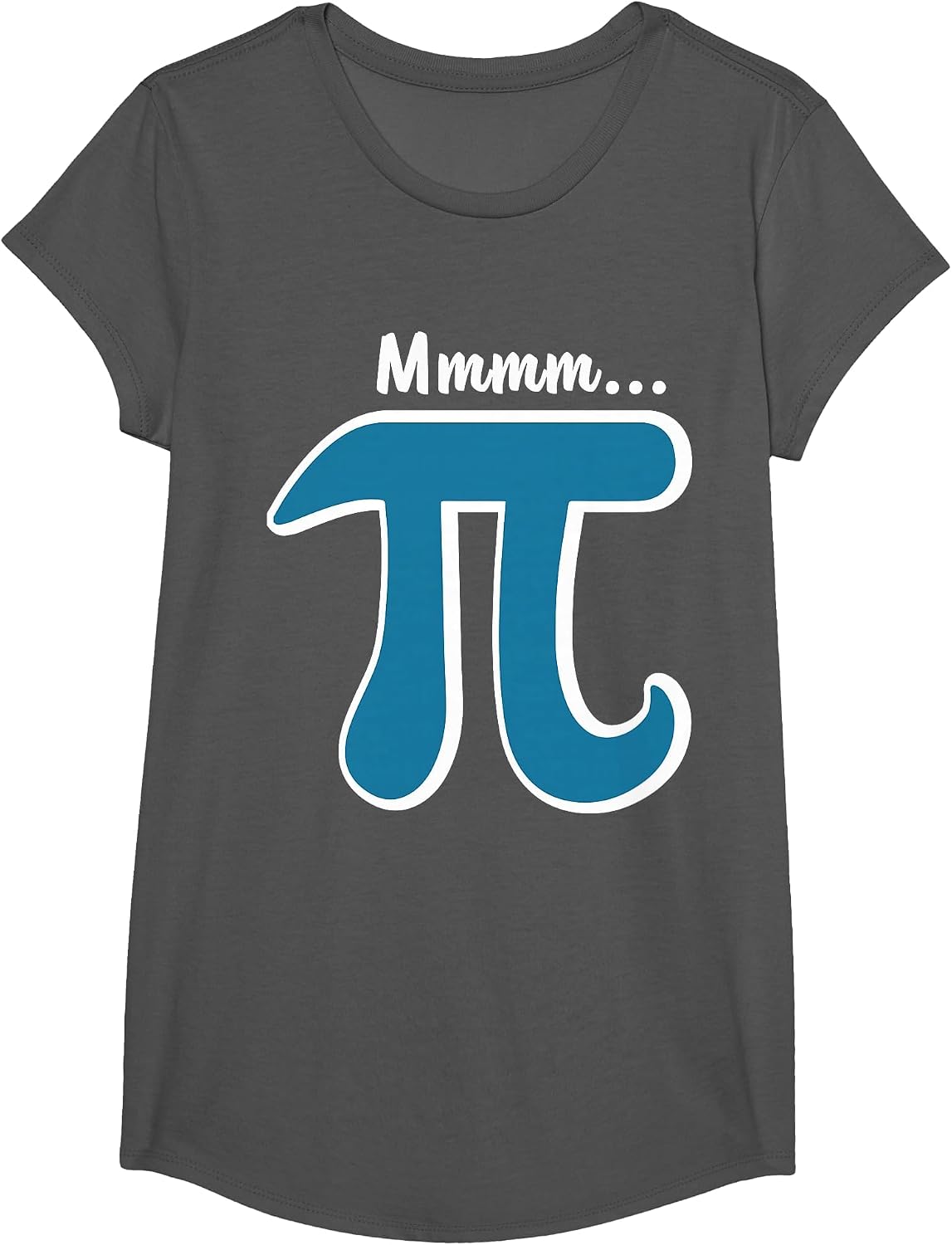 Mmm Pi T-Shirt MMM Pie Shirt Pi Day T-Shirts 2026 Math Pun T-Shirt - Girls Asphalt Grey