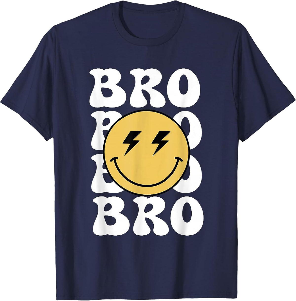 Bro Happy Face 1st Birthday Family Matching Theme. T-Shirt - Navy Blue