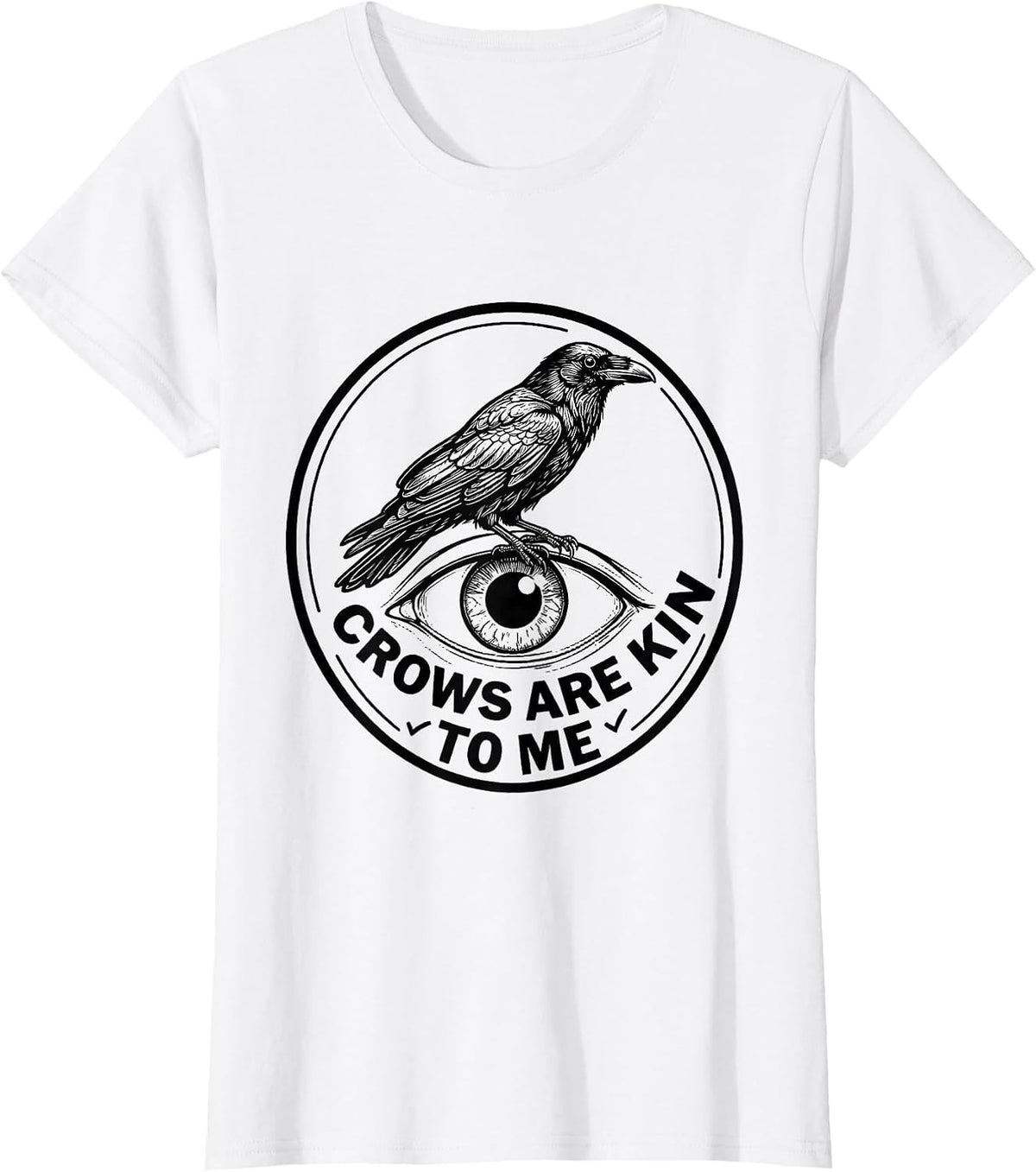 Crows Are Kin To Me Gothic Raven Bird Silhouette Dark Nature T-Shirt - White