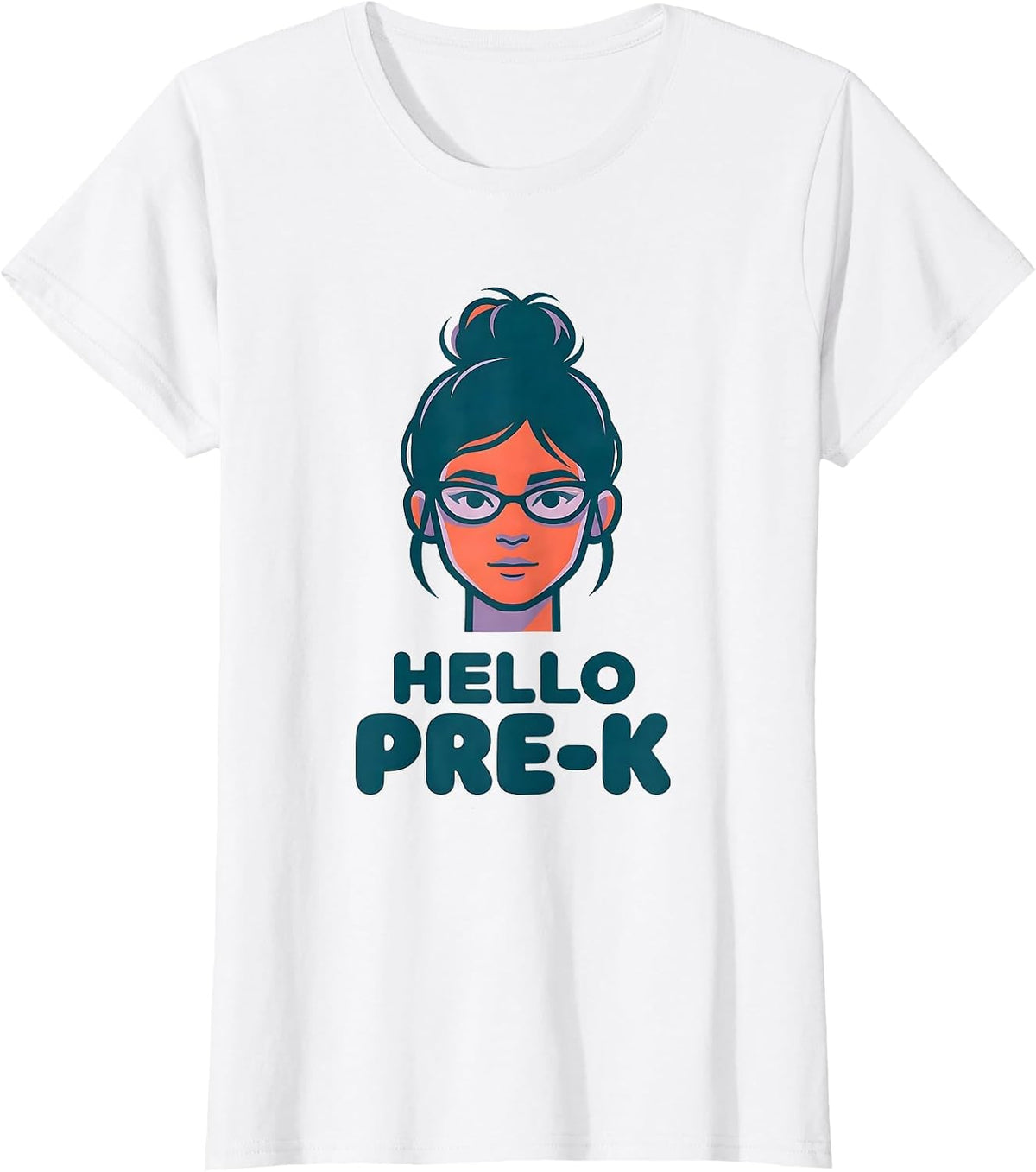 Women's Hello Pre-K Messy Bun Girl First Day of School T-Shirt - White