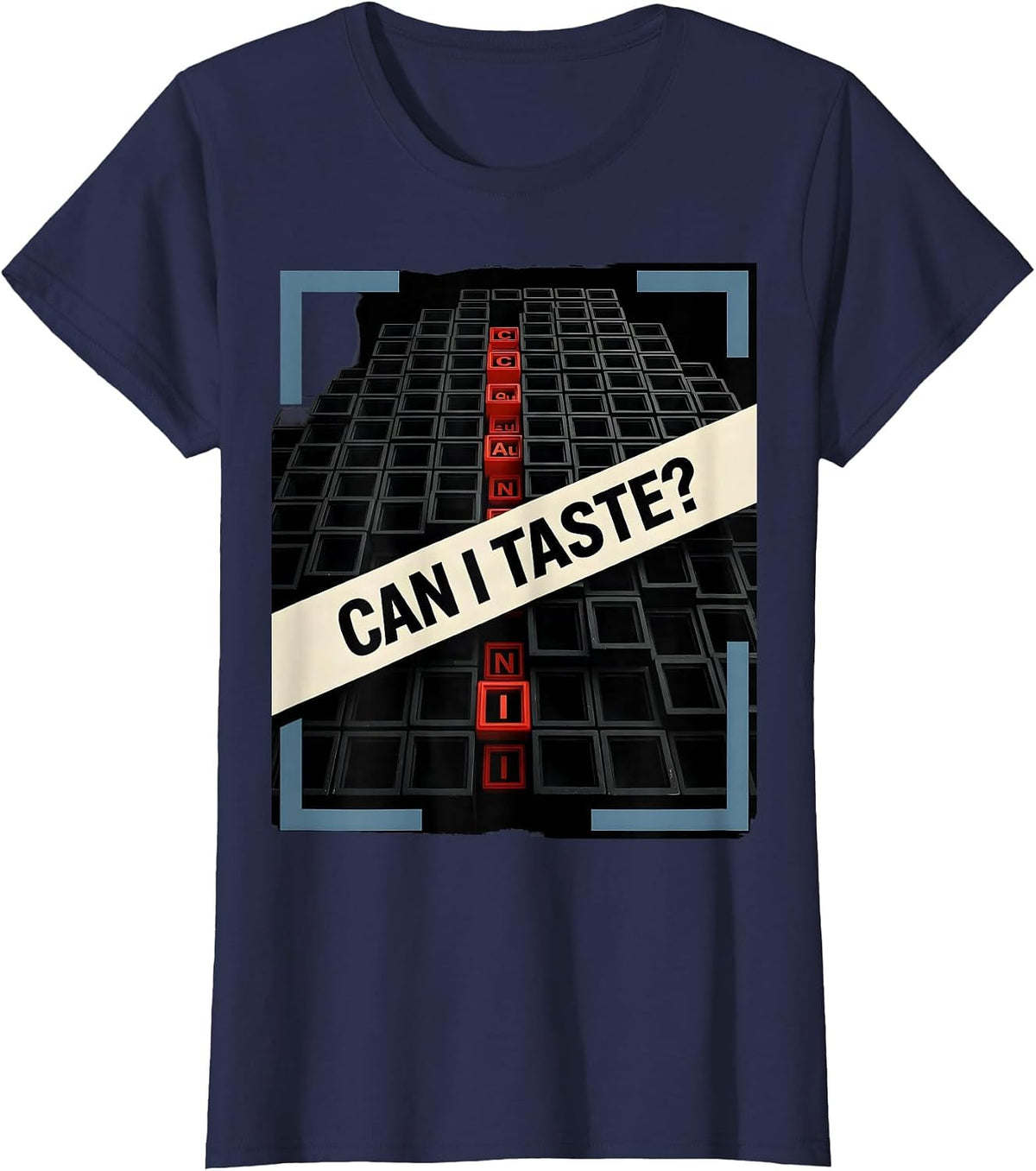 Women's Can I Taste Funny Periodic Table Science Teacher Humor T-Shirt - Navy Blue