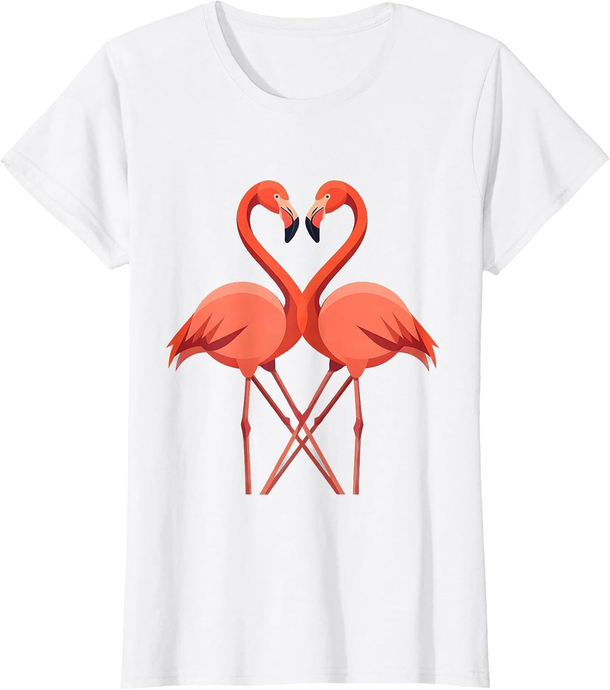 Flamingo Heart Love Romantic Bird Illustration T-Shirt - White