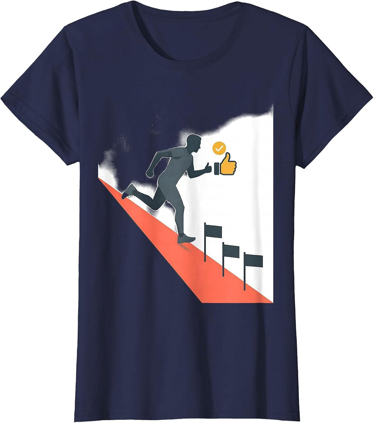 Women's Runner Thumbs Up Cross Country Track And Field Humor T-Shirt - Navy Blue