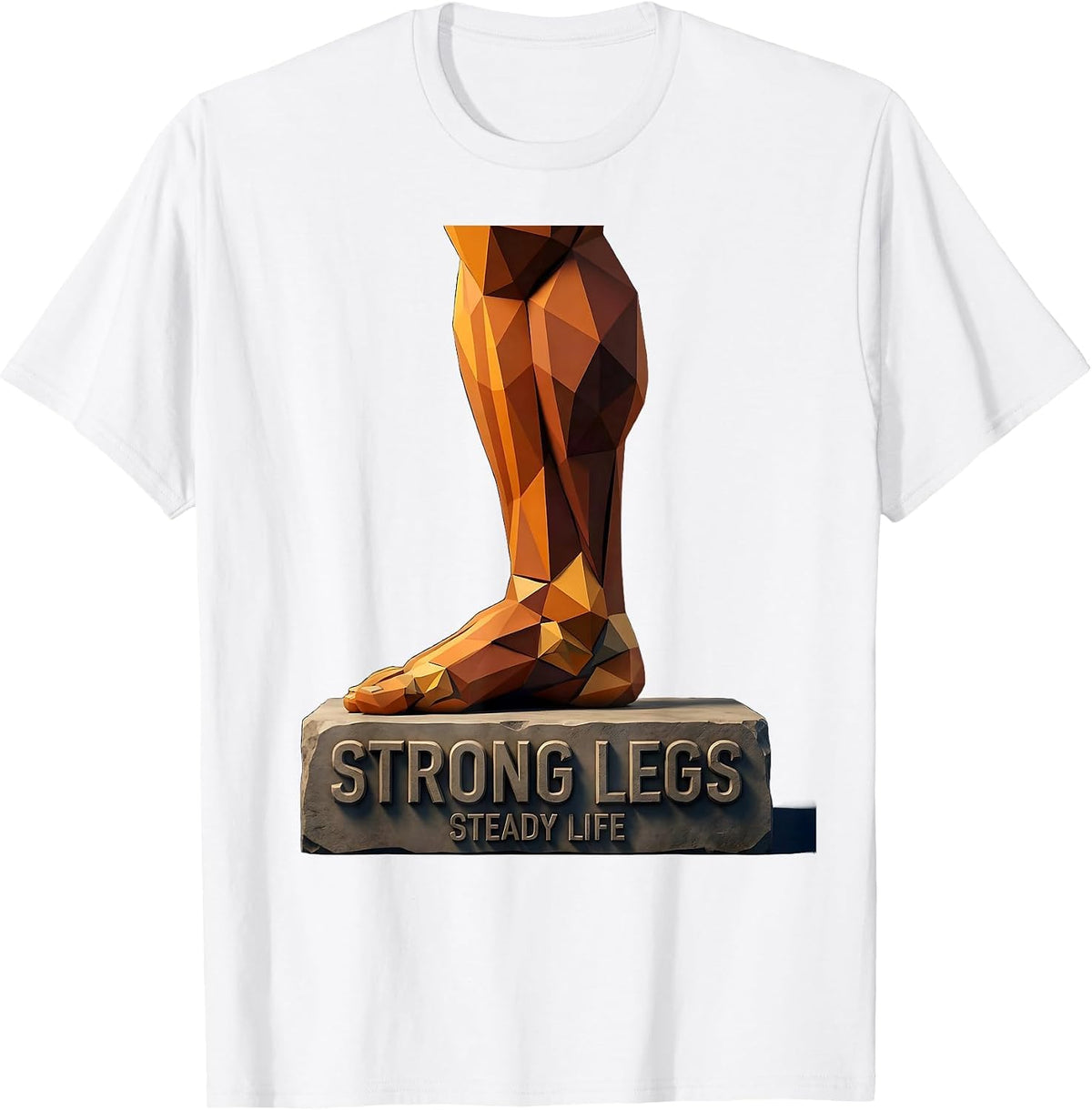 Men's Strong Legs Steady Life Fall Prevention Design T-Shirt - White