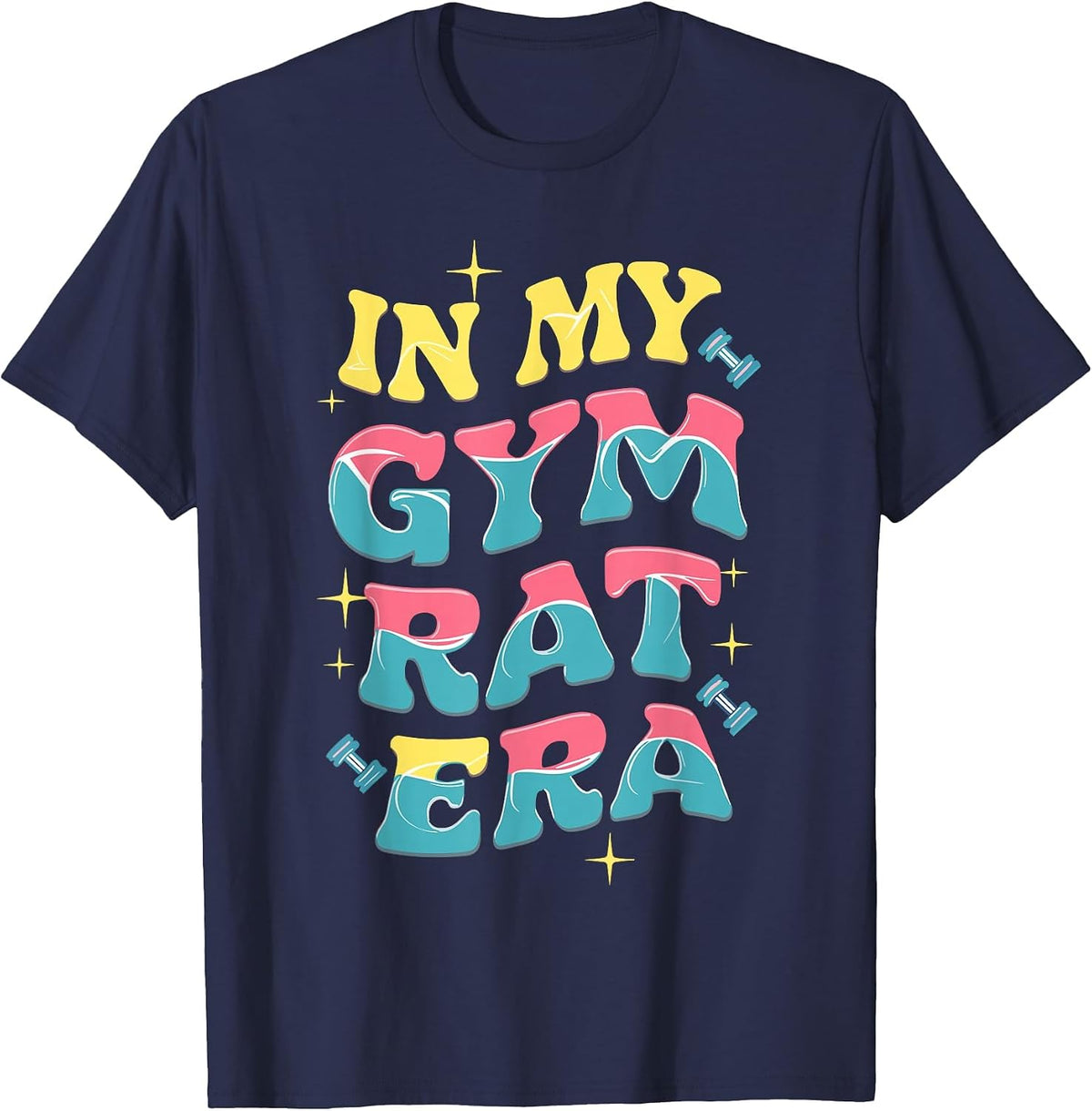 in My Gym Rat Era Groovy Fitness Bodybuilding Workout Womens T-Shirt - Navy Blue
