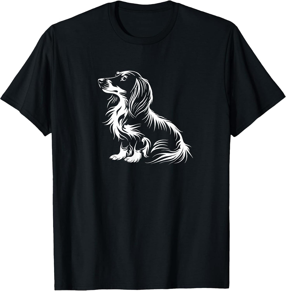 Mens Womens Moms Retro Vintage Logo Long Haired Dachshund T-Shirt - Black