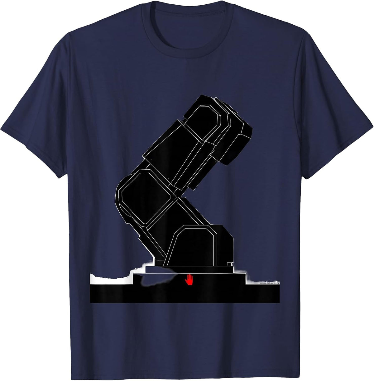 Geometric Robotic Arm Tech Humor Engineer Gift T-Shirt - Navy Blue