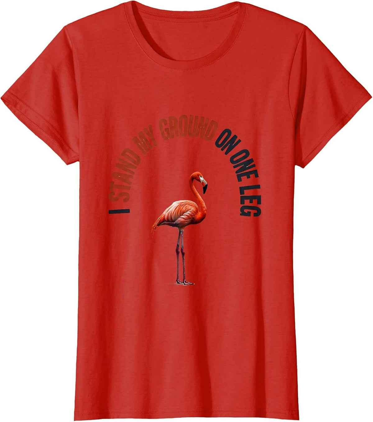 I Stand My Ground On One Leg Funny Flamingo Lover Novelty T-Shirt - Red