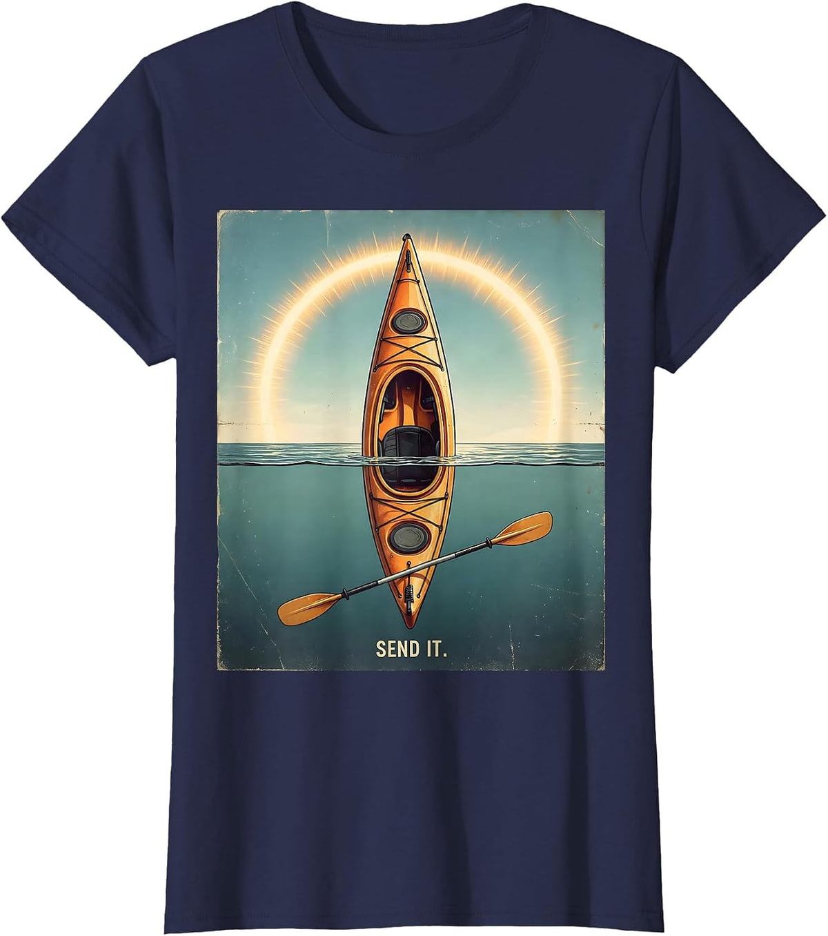 Women's Kayak Hull Vintage Kayak Lover Kayaking Gift T-Shirt - Navy Blue