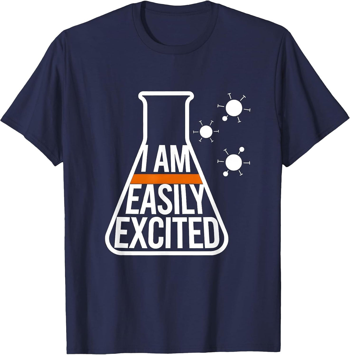 Men's I Am Easily Excited Brutalist Chemistry Nerd Humor Science T-Shirt - Navy Blue