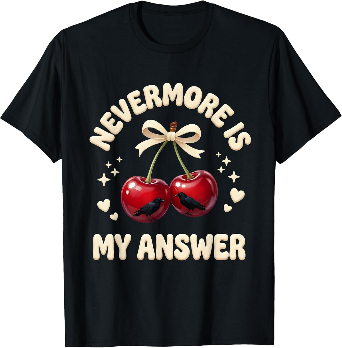 Men's Nevermore Is My Answer Edgar Allan Poe Design T-Shirt - Black