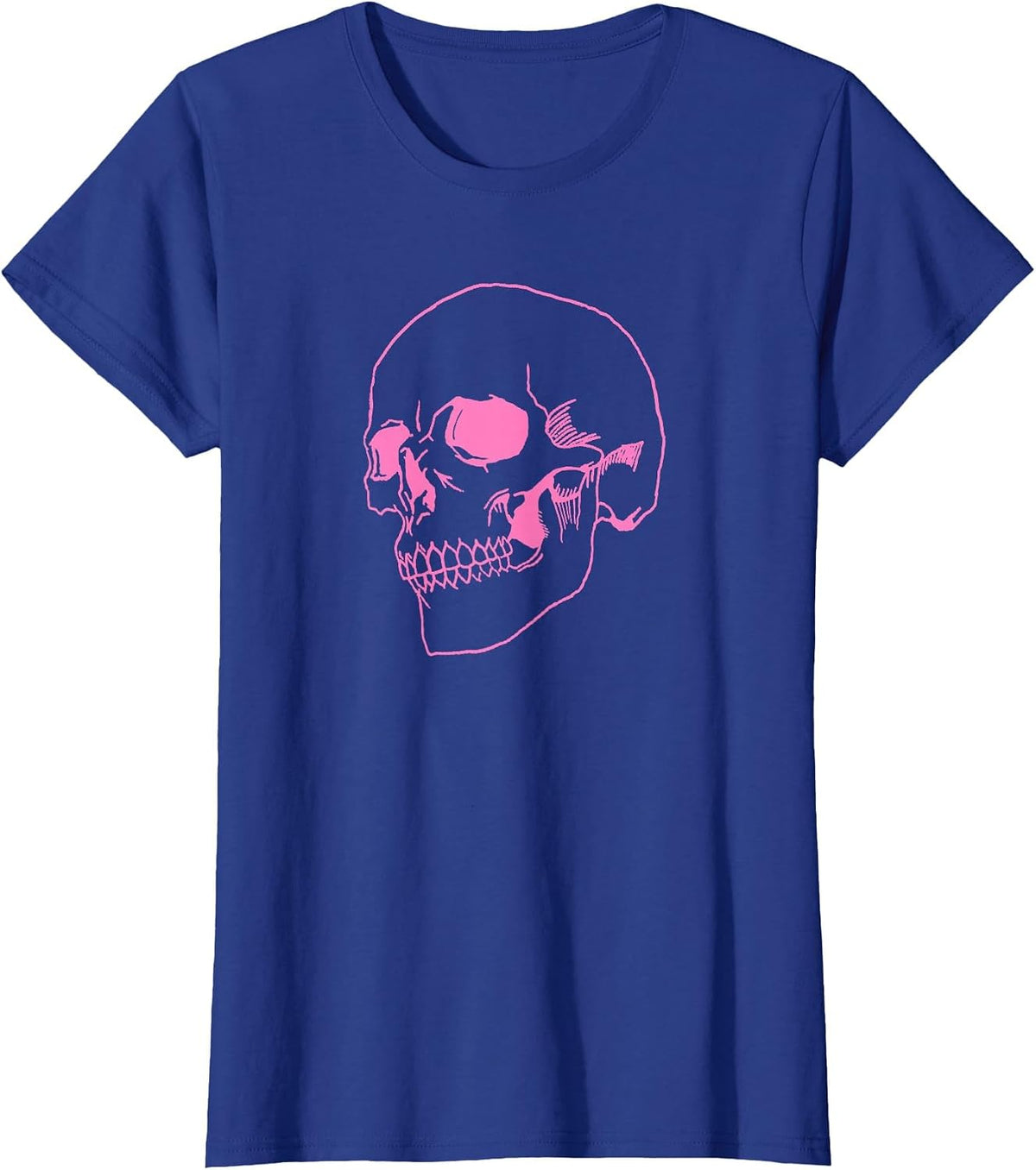 Spooky Halloween Skeleton Pastel Goth Soft Grunge Pink Skull T-Shirt - Royal Blue