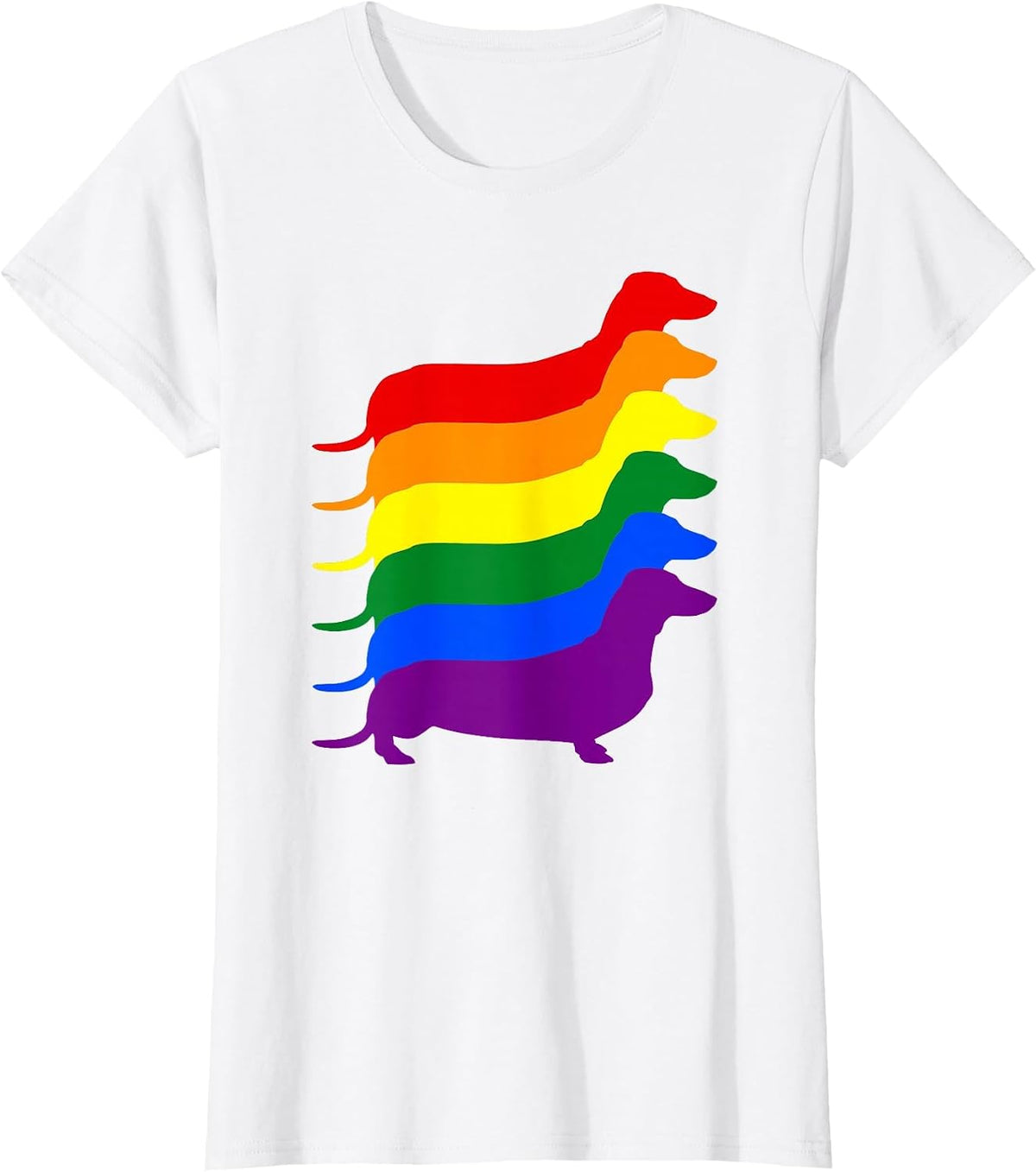 Gay Pride Dachshund LGBT Rainbow Flag Awareness T-Shirt - White