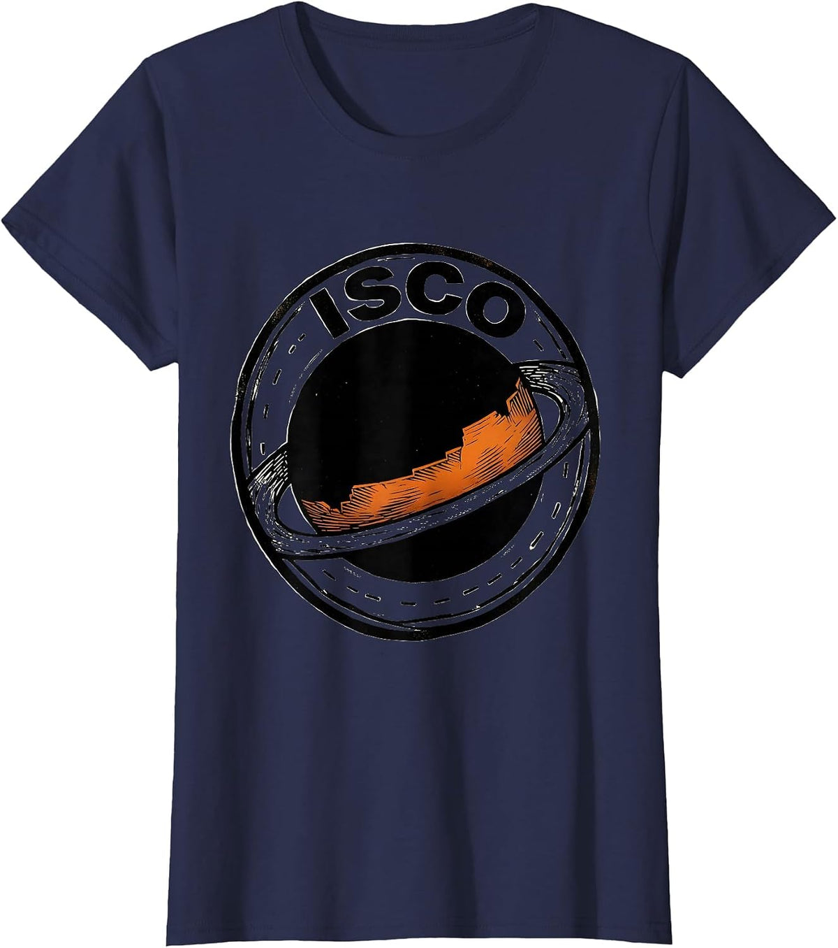Women's ISCO Linocut Black Hole Astrophysics Physics Enthusiast T-Shirt - Navy Blue