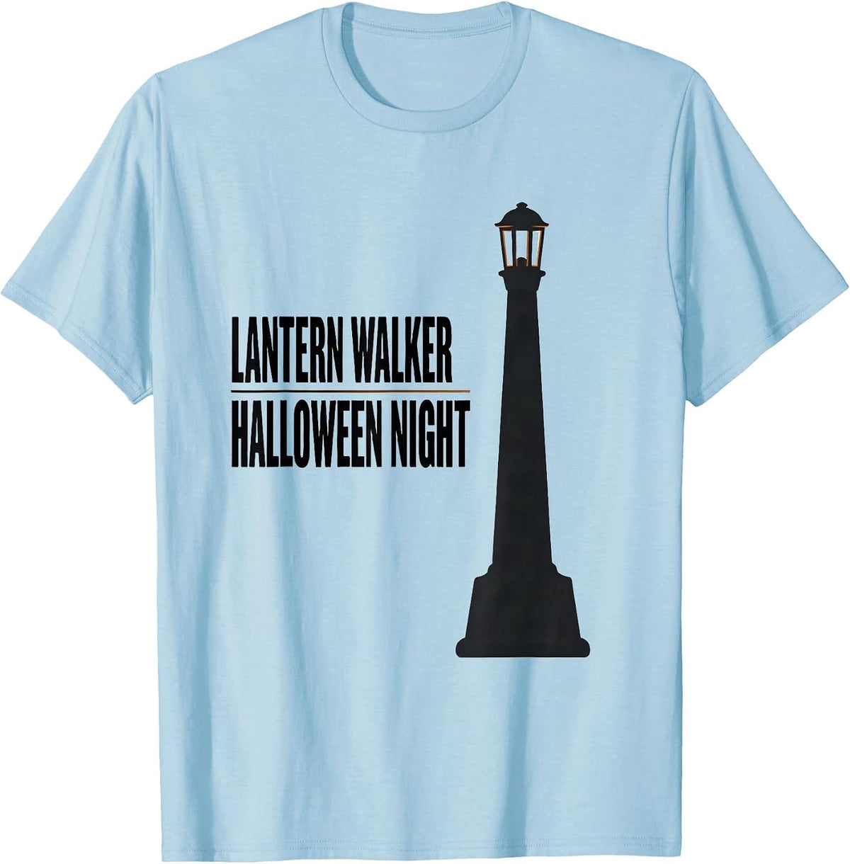 Men's Lantern Walker Halloween Night Faith Over Fear Christian T-Shirt - Baby Blue