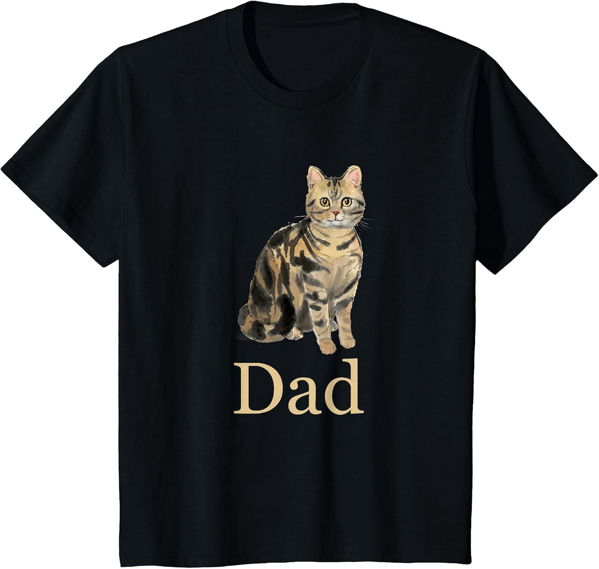 American Shorthair Brown Tabby Cat Dad Shirt Daddy Father T-Shirt - Black