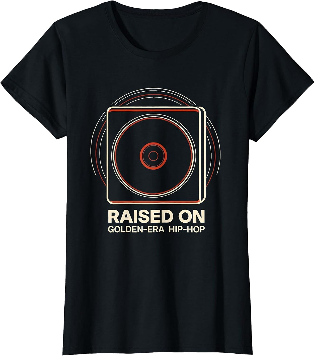 Women's Raised On Golden-Era Hip-Hop Vintage 90s Rap Lyric Nostalgia T-Shirt - Black