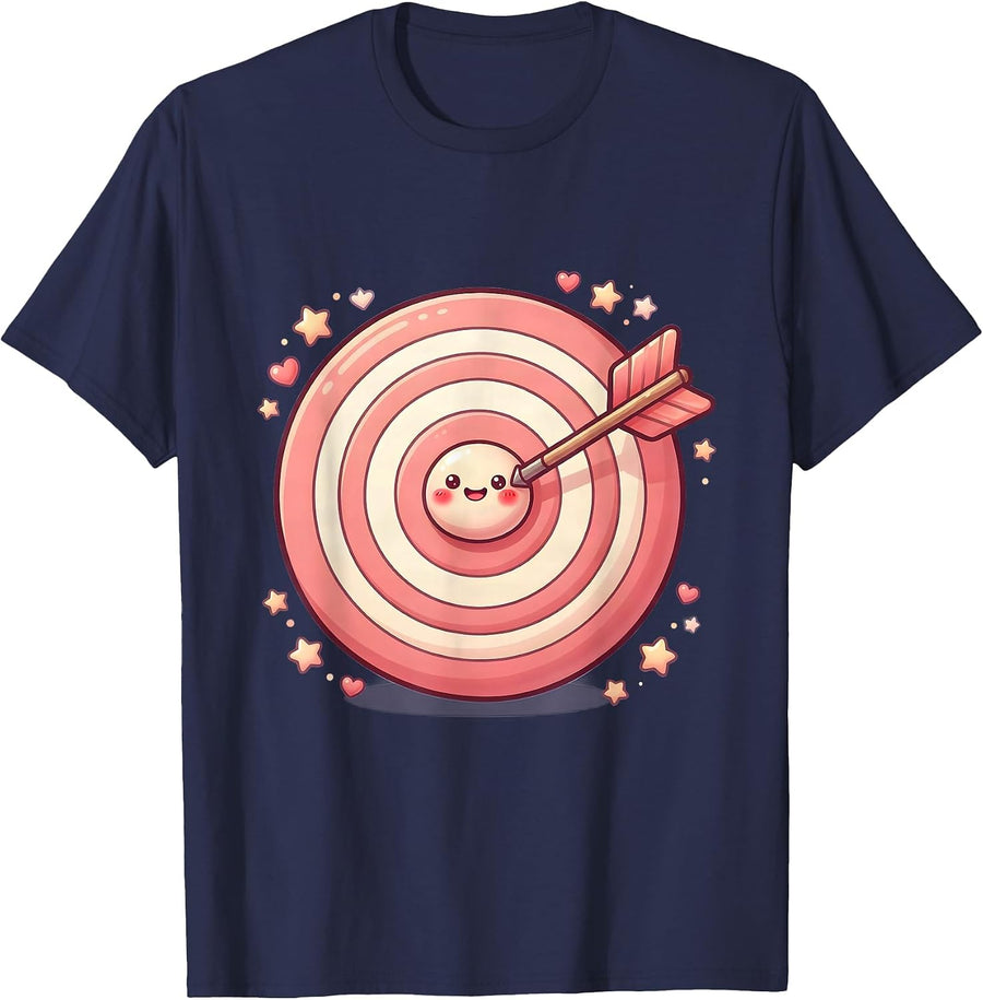 Bullseye Arrow Dead Center Archery Target T-Shirt - Navy Blue
