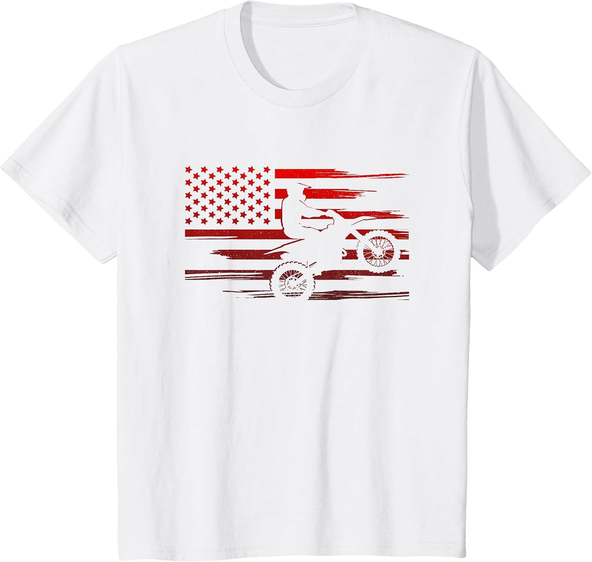American Flag Dirt Bike Apparel - Dirt Bike Motocross T-Shirt - White