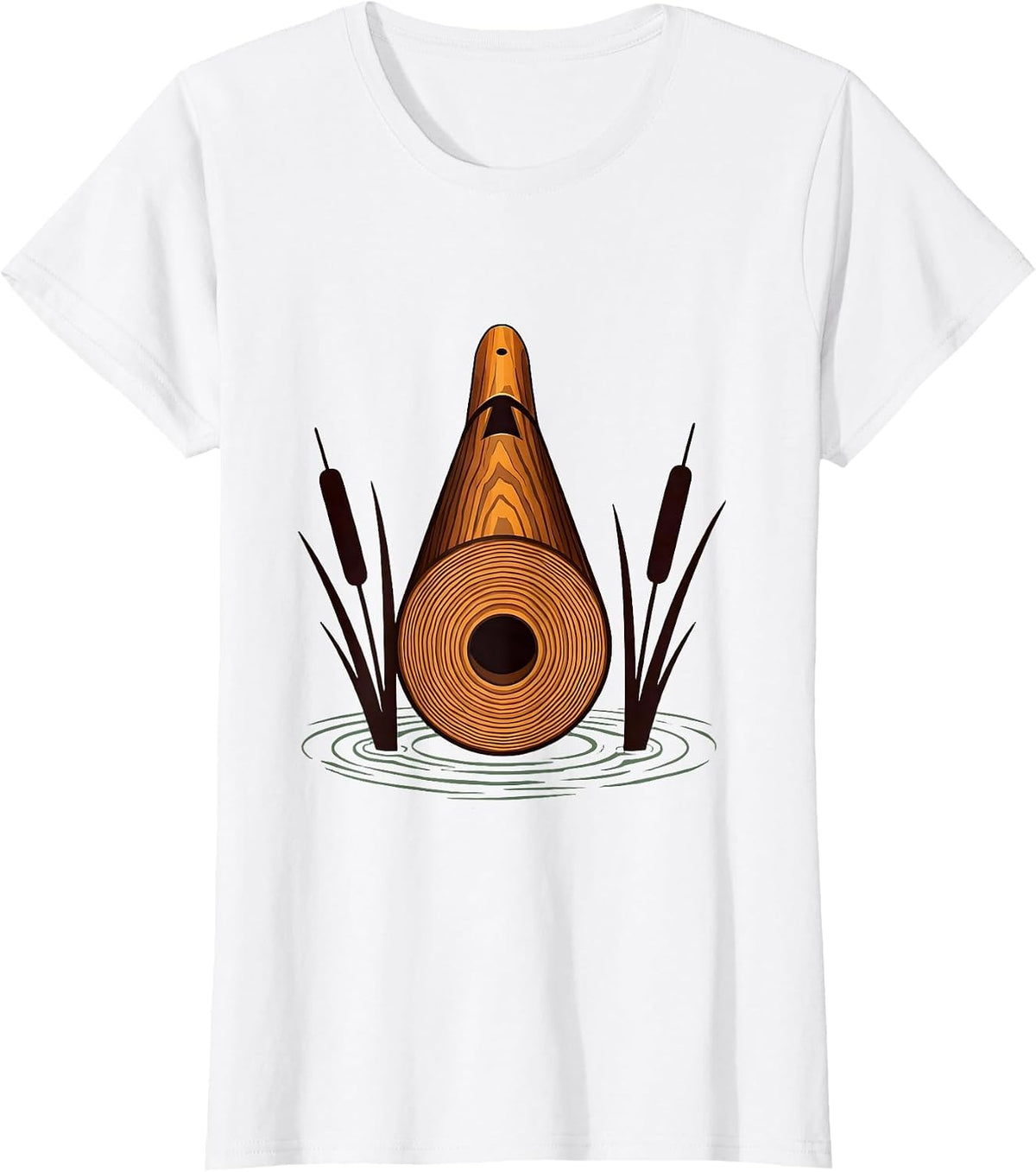 Duck Call Wood Carving Close-Up Camo Graphic T-Shirt - White