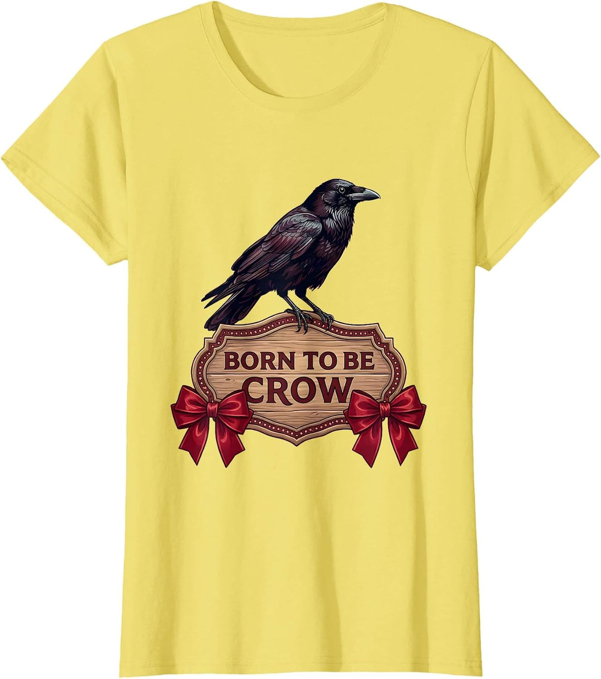 Born to Be Crow Wild Spirit Graphic Design T-Shirt - Lemon Yellow