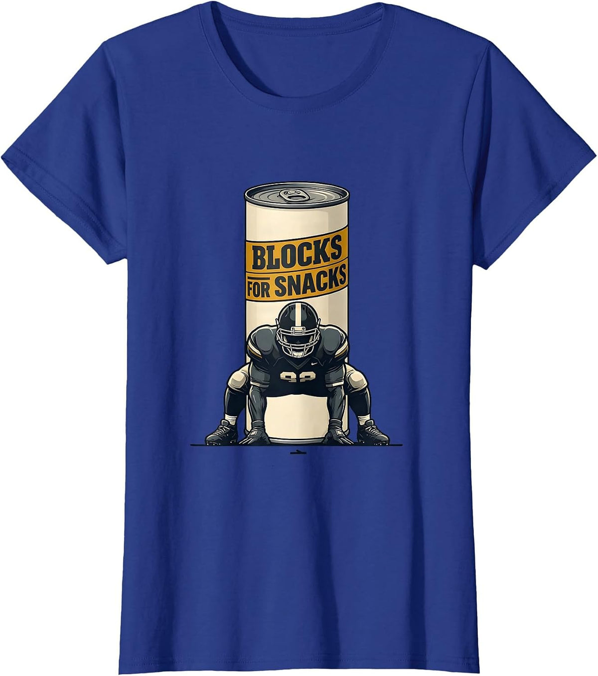 Women's Blocks For Snacks Funny Football Lineman Humor T-Shirt - Royal Blue