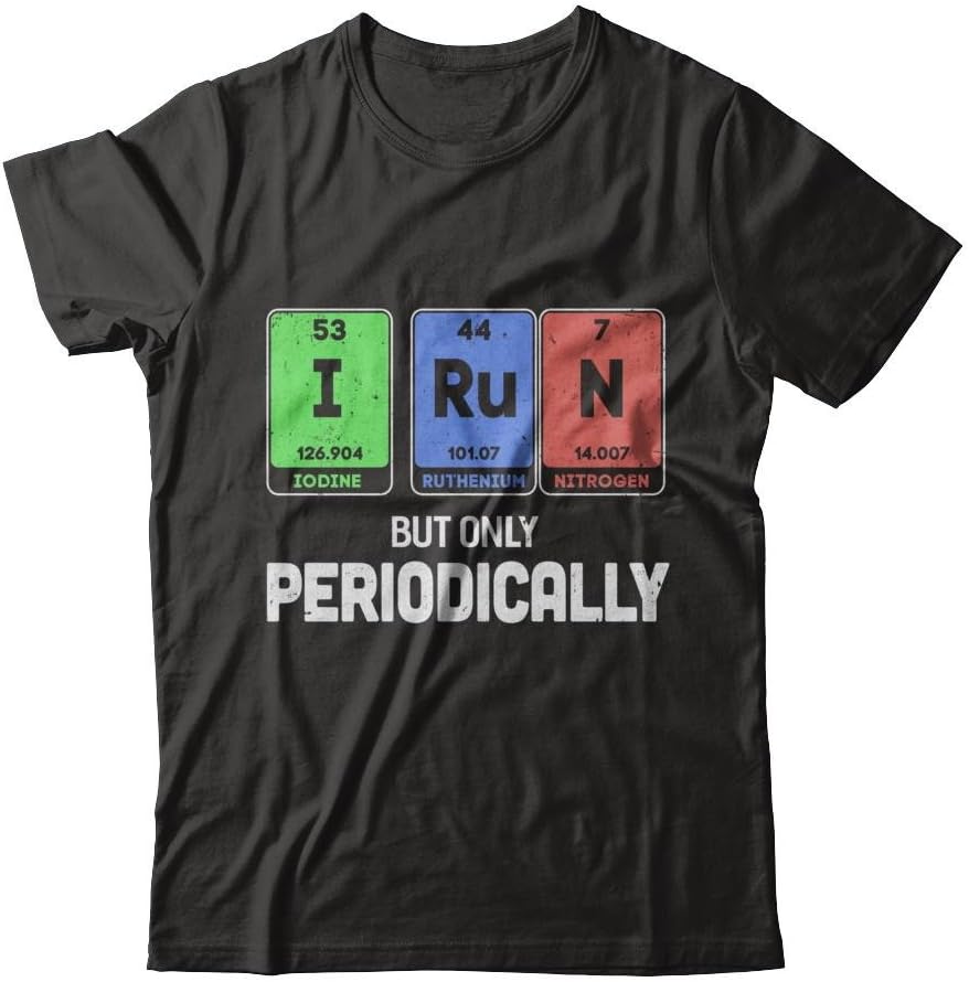 I Run But Only Periodically Periodic Table Chemistry Teacher Shirt Short Sleeve Tee - Black