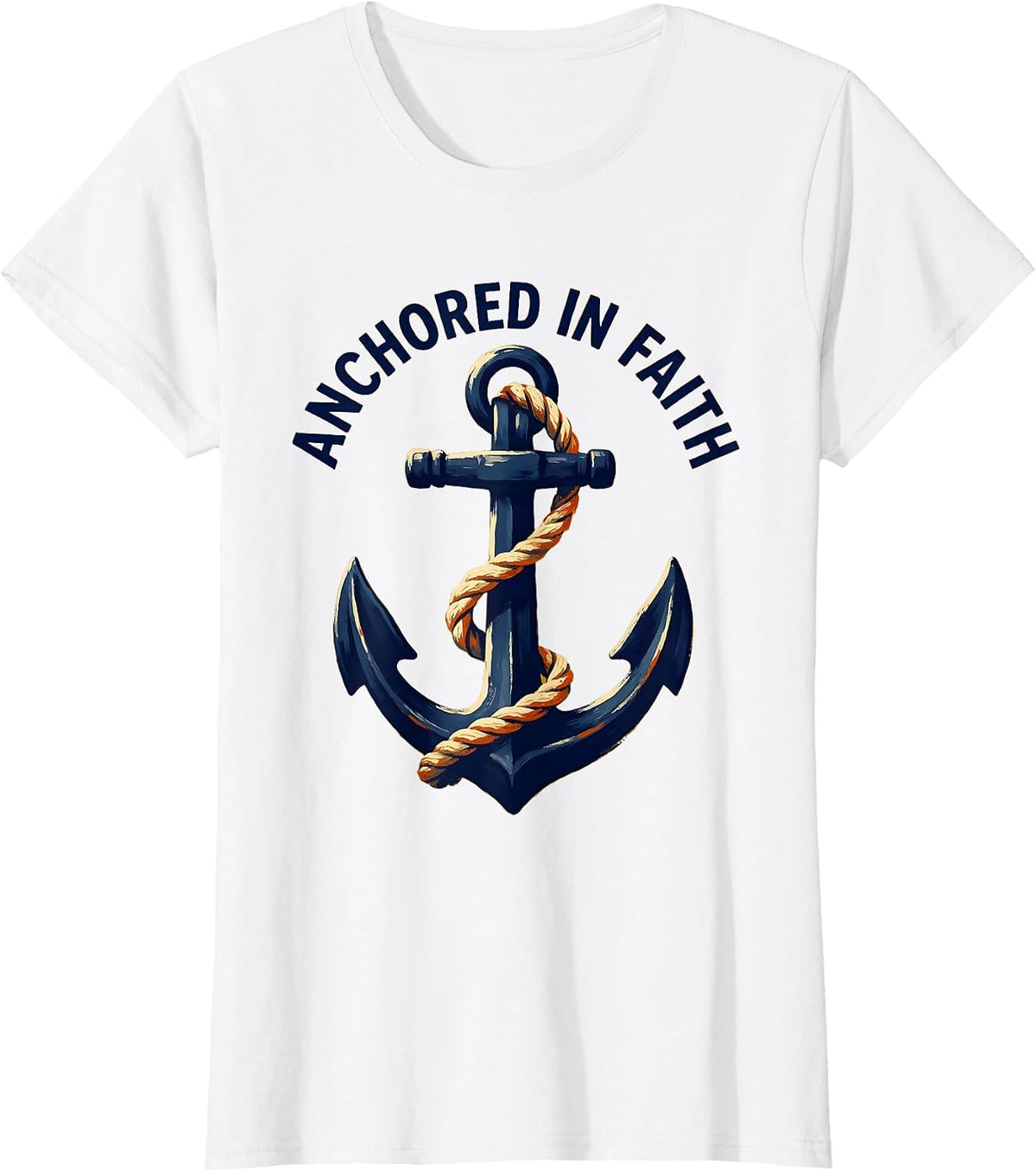Women's Anchored in Faith Faith Over Fear Design T-Shirt - White